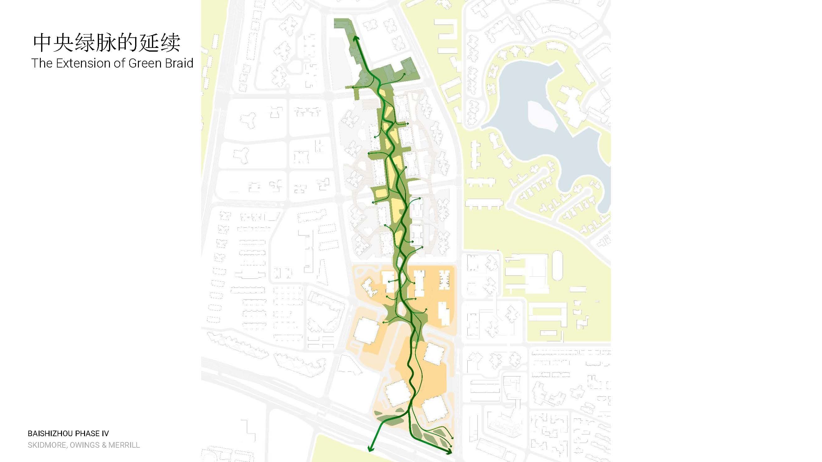 Roof plan — four towers (up to 400 m) over the renewal block along Shennan Avenue